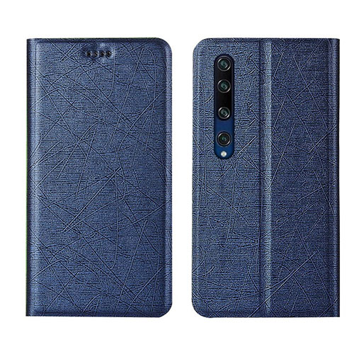 Leather Case Stands Flip Cover L01 Holder for Xiaomi Mi 10 Blue