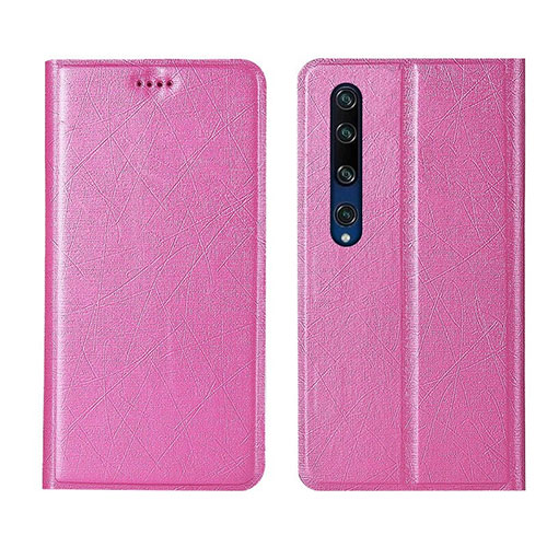 Leather Case Stands Flip Cover L01 Holder for Xiaomi Mi 10 Pink