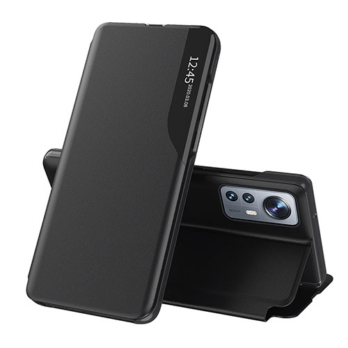 Leather Case Stands Flip Cover L01 Holder for Xiaomi Mi 12 Pro 5G Black