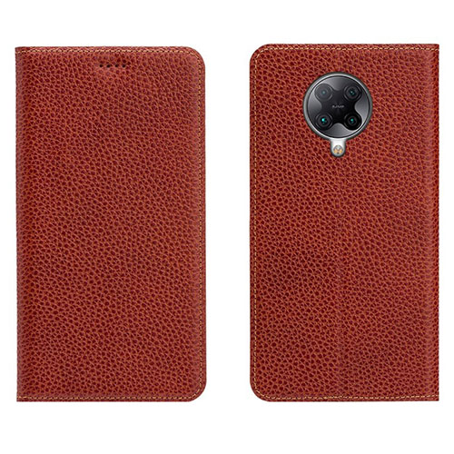 Leather Case Stands Flip Cover L01 Holder for Xiaomi Redmi K30 Pro 5G Brown