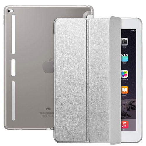 Leather Case Stands Flip Cover L02 for Apple iPad Pro 12.9 Silver