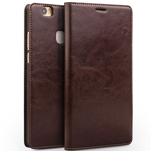 Leather Case Stands Flip Cover L02 for Huawei Honor V8 Max Brown