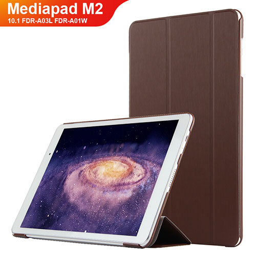 Leather Case Stands Flip Cover L02 for Huawei MediaPad M2 10.1 FDR-A03L FDR-A01W Brown