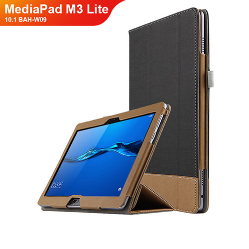 Leather Case Stands Flip Cover L02 for Huawei MediaPad M3 Lite 10.1 BAH-W09 Black