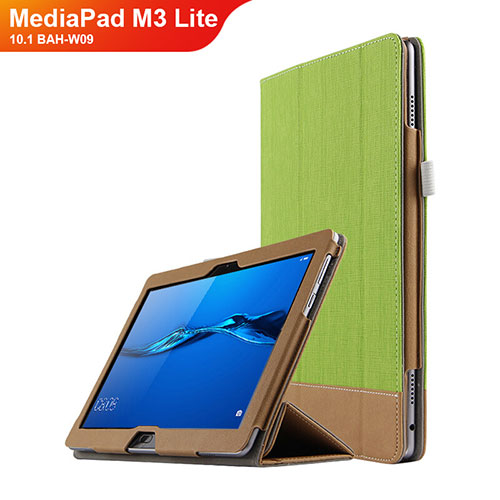 Leather Case Stands Flip Cover L02 for Huawei MediaPad M3 Lite 10.1 BAH-W09 Green