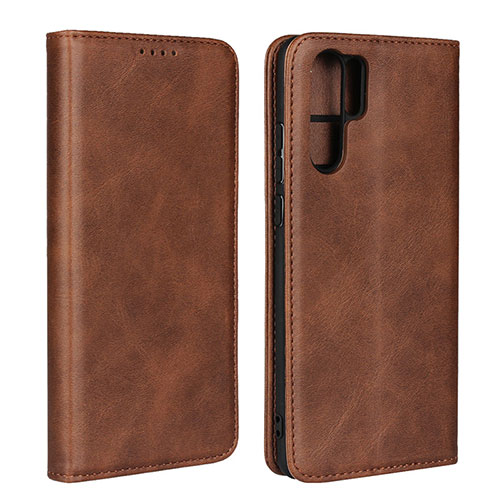 Leather Case Stands Flip Cover L02 for Huawei P30 Pro New Edition Brown