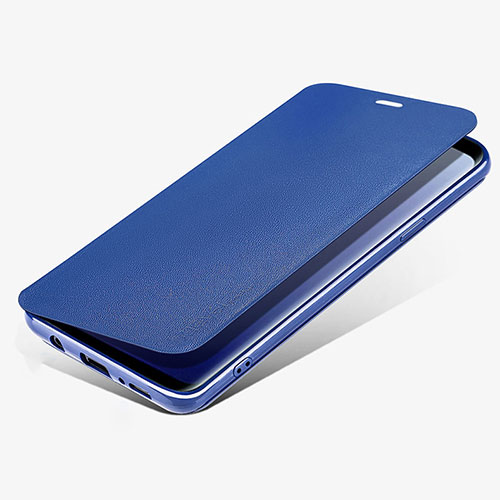 Leather Case Stands Flip Cover L02 for Samsung Galaxy S9 Plus Blue