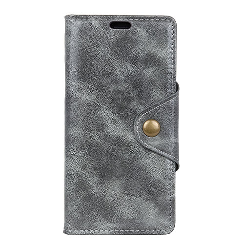 Leather Case Stands Flip Cover L02 Holder for Alcatel 1 Gray