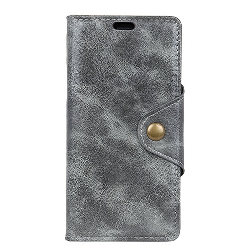 Leather Case Stands Flip Cover L02 Holder for Alcatel 3 Gray