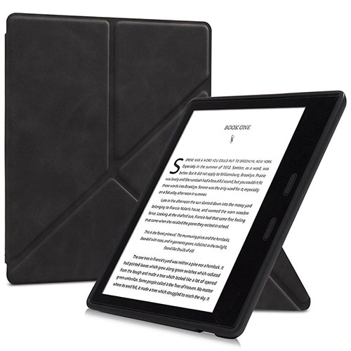 Leather Case Stands Flip Cover L02 Holder for Amazon Kindle Oasis 7 inch Black