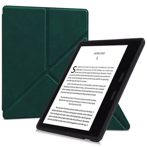 Leather Case Stands Flip Cover L02 Holder for Amazon Kindle Oasis 7 inch Green