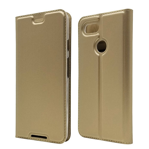 Leather Case Stands Flip Cover L02 Holder for Google Pixel 3 Gold