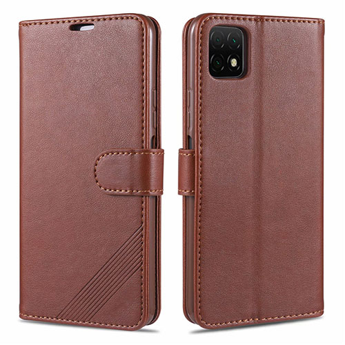 Leather Case Stands Flip Cover L02 Holder for Huawei Enjoy 20 5G Brown