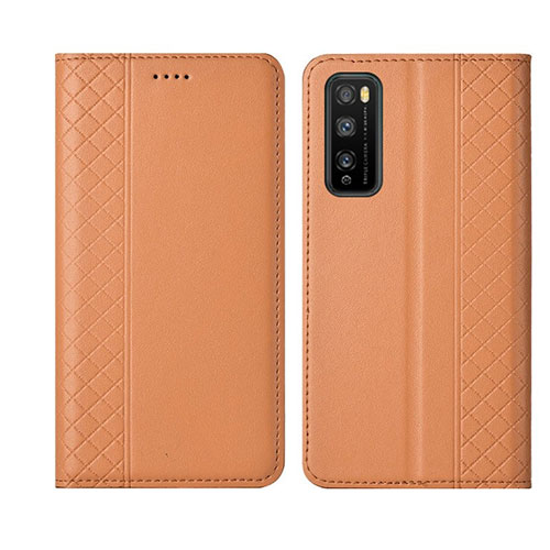 Leather Case Stands Flip Cover L02 Holder for Huawei Enjoy Z 5G Orange