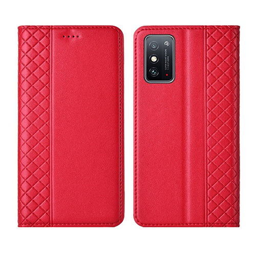 Leather Case Stands Flip Cover L02 Holder for Huawei Honor X10 Max 5G Red
