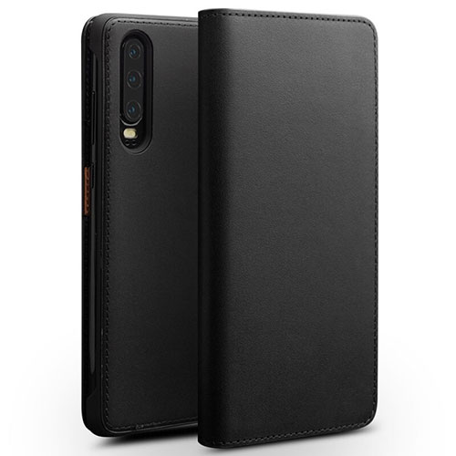Leather Case Stands Flip Cover L02 Holder for Huawei P30 Black
