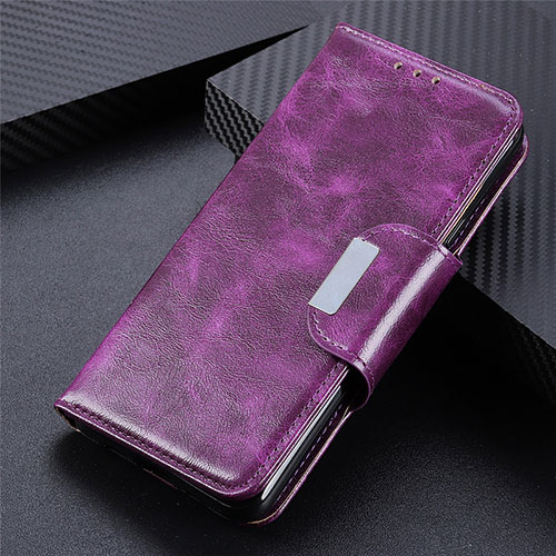 Leather Case Stands Flip Cover L02 Holder for LG K42 Purple