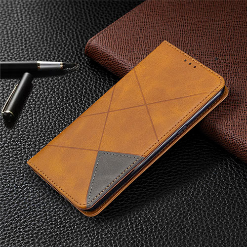 Leather Case Stands Flip Cover L02 Holder for LG K61 Orange