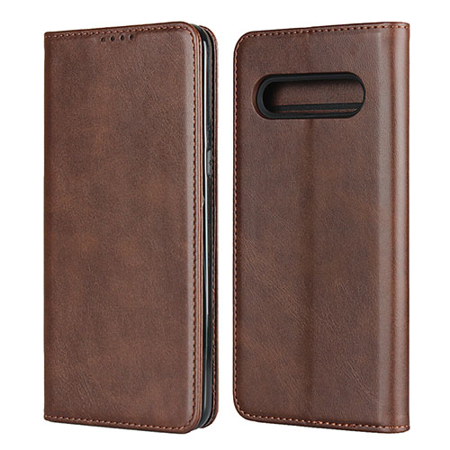 Leather Case Stands Flip Cover L02 Holder for LG V60 ThinQ 5G Brown