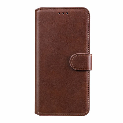 Leather Case Stands Flip Cover L02 Holder for Motorola Moto E6s (2020) Brown