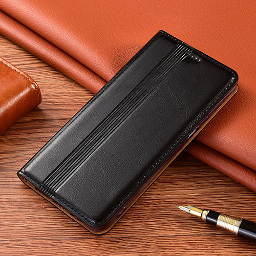 Leather Case Stands Flip Cover L02 Holder for Motorola Moto E7 Plus Black