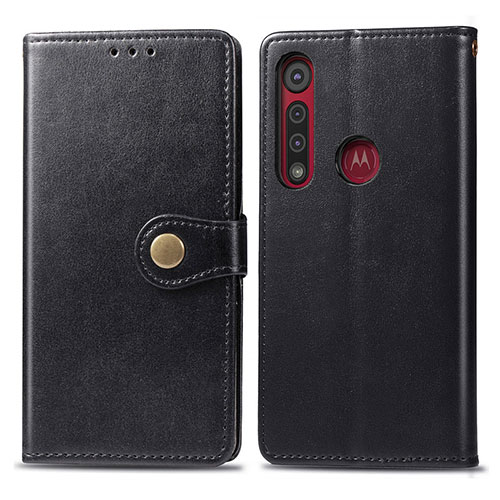 Leather Case Stands Flip Cover L02 Holder for Motorola Moto G8 Play Black