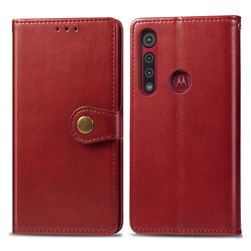 Leather Case Stands Flip Cover L02 Holder for Motorola Moto G8 Play Red