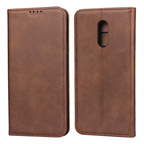 Leather Case Stands Flip Cover L02 Holder for OnePlus 7 Brown