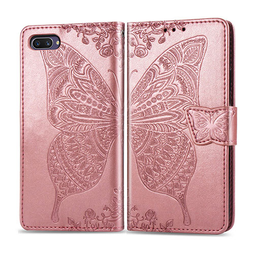 Leather Case Stands Flip Cover L02 Holder for Oppo A12e Rose Gold