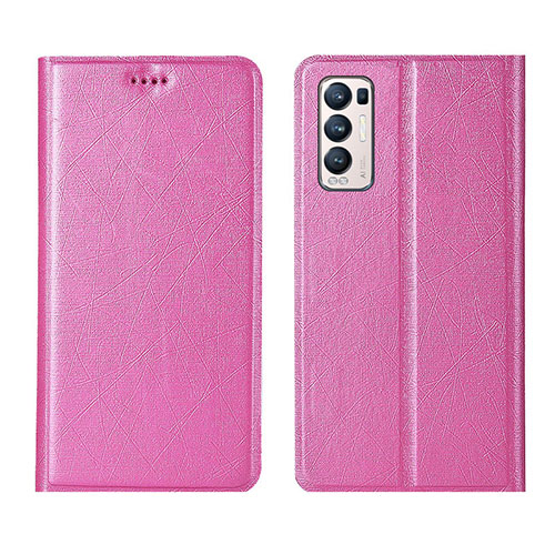 Leather Case Stands Flip Cover L02 Holder for Oppo Find X3 Neo 5G Pink