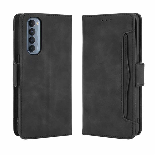 Leather Case Stands Flip Cover L02 Holder for Oppo Reno4 Pro 4G Black