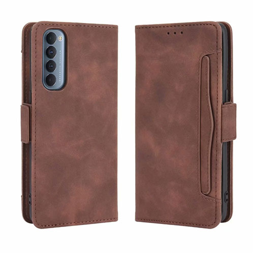 Leather Case Stands Flip Cover L02 Holder for Oppo Reno4 Pro 4G Brown