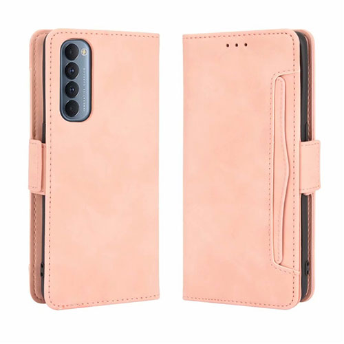 Leather Case Stands Flip Cover L02 Holder for Oppo Reno4 Pro 4G Pink
