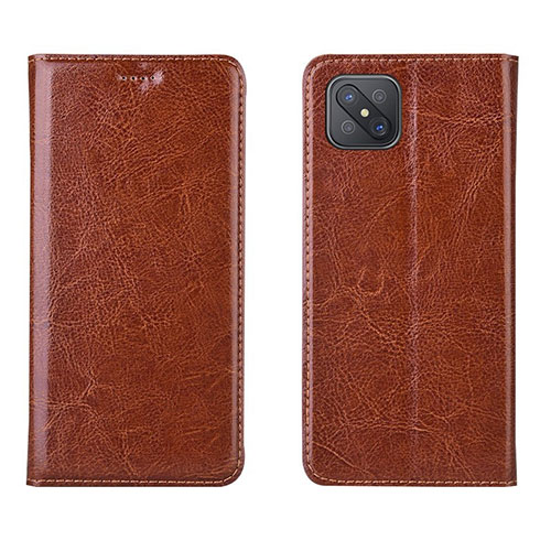 Leather Case Stands Flip Cover L02 Holder for Oppo Reno4 Z 5G Orange