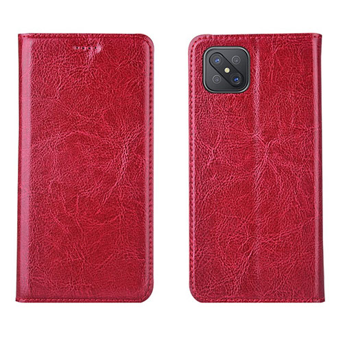 Leather Case Stands Flip Cover L02 Holder for Oppo Reno4 Z 5G Red