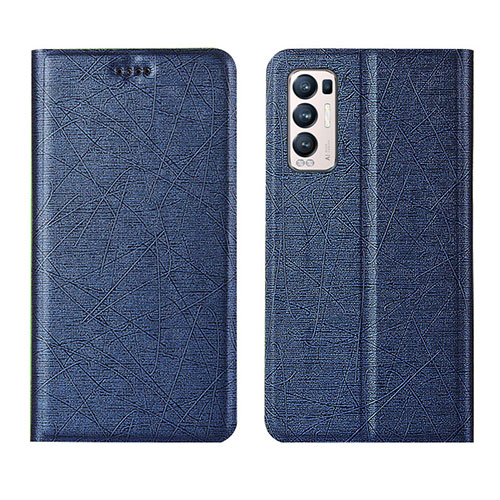 Leather Case Stands Flip Cover L02 Holder for Oppo Reno5 Pro+ Plus 5G Blue
