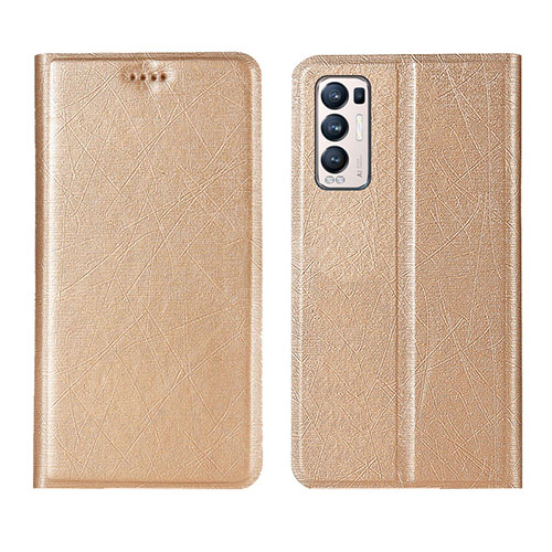 Leather Case Stands Flip Cover L02 Holder for Oppo Reno5 Pro+ Plus 5G Gold