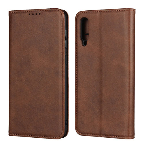 Leather Case Stands Flip Cover L02 Holder for Samsung Galaxy A30S Brown