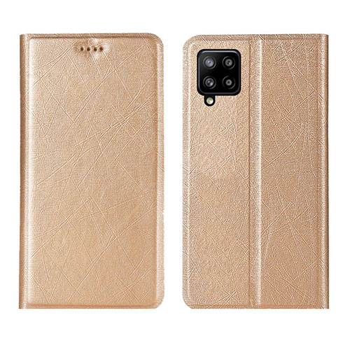 Leather Case Stands Flip Cover L02 Holder for Samsung Galaxy A42 5G Gold