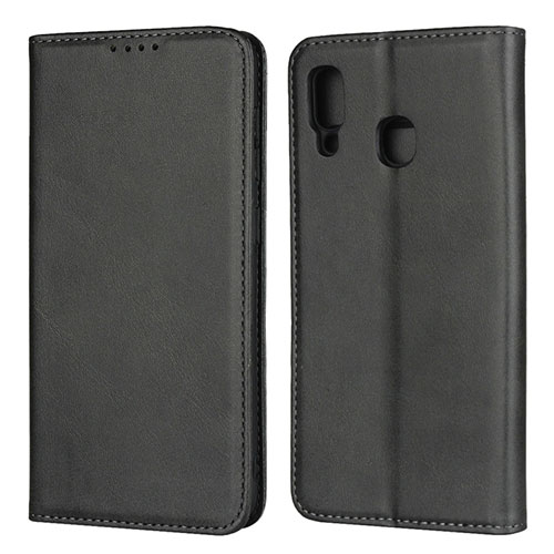 Leather Case Stands Flip Cover L02 Holder for Samsung Galaxy M10S Black