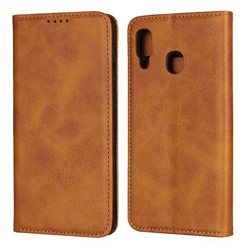 Leather Case Stands Flip Cover L02 Holder for Samsung Galaxy M10S Orange
