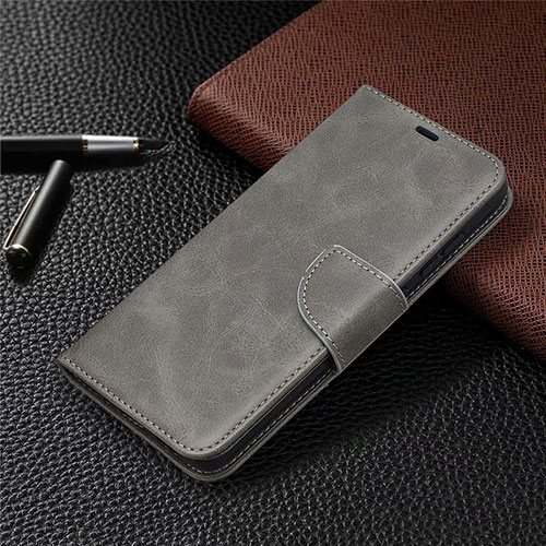 Leather Case Stands Flip Cover L02 Holder for Samsung Galaxy S20 FE 2022 5G Gray