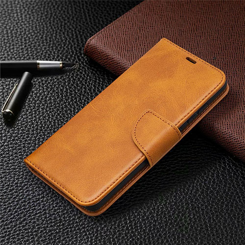 Leather Case Stands Flip Cover L02 Holder for Samsung Galaxy S20 FE 2022 5G Light Brown