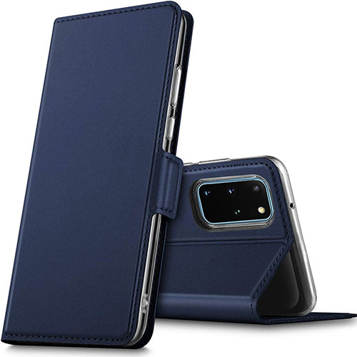 Leather Case Stands Flip Cover L02 Holder for Samsung Galaxy S20 Plus 5G Blue