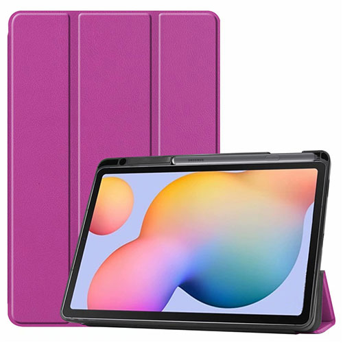 Leather Case Stands Flip Cover L02 Holder for Samsung Galaxy Tab S6 Lite 10.4 SM-P610 Purple