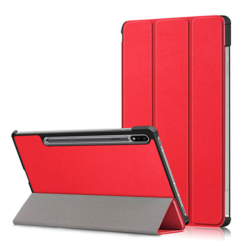Leather Case Stands Flip Cover L02 Holder for Samsung Galaxy Tab S7 11 Wi-Fi SM-T870 Red