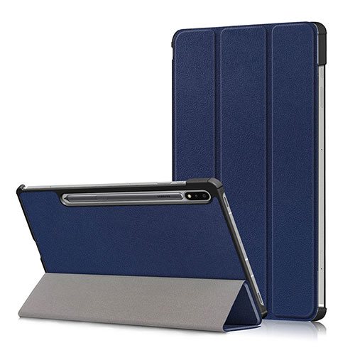 Leather Case Stands Flip Cover L02 Holder for Samsung Galaxy Tab S7 4G 11 SM-T875 Blue