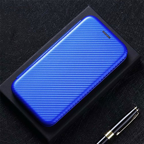 Leather Case Stands Flip Cover L02 Holder for Sharp AQUOS Sense4 Plus Blue