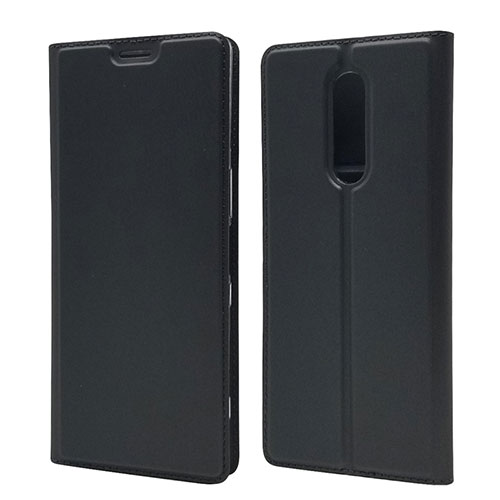 Leather Case Stands Flip Cover L02 Holder for Sony Xperia 1 Black