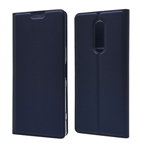 Leather Case Stands Flip Cover L02 Holder for Sony Xperia 1 Blue